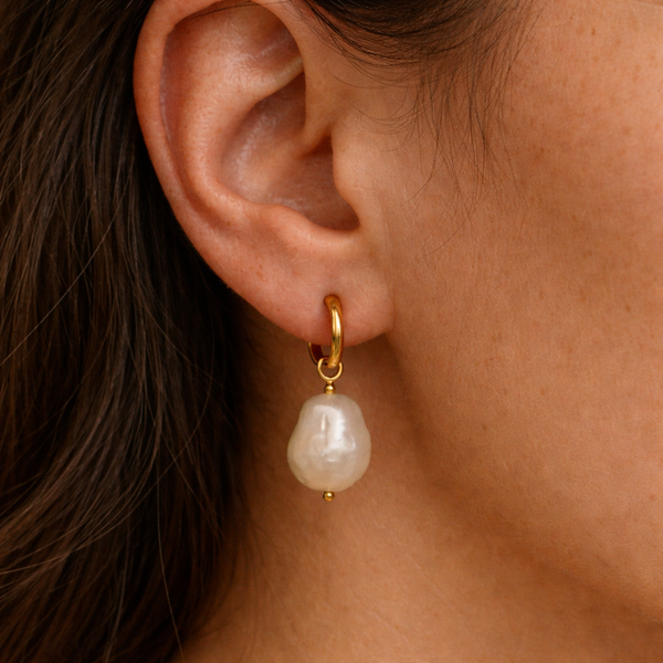 Perle Baroque Hoops-Huggie-Anushka Jain Jewellery