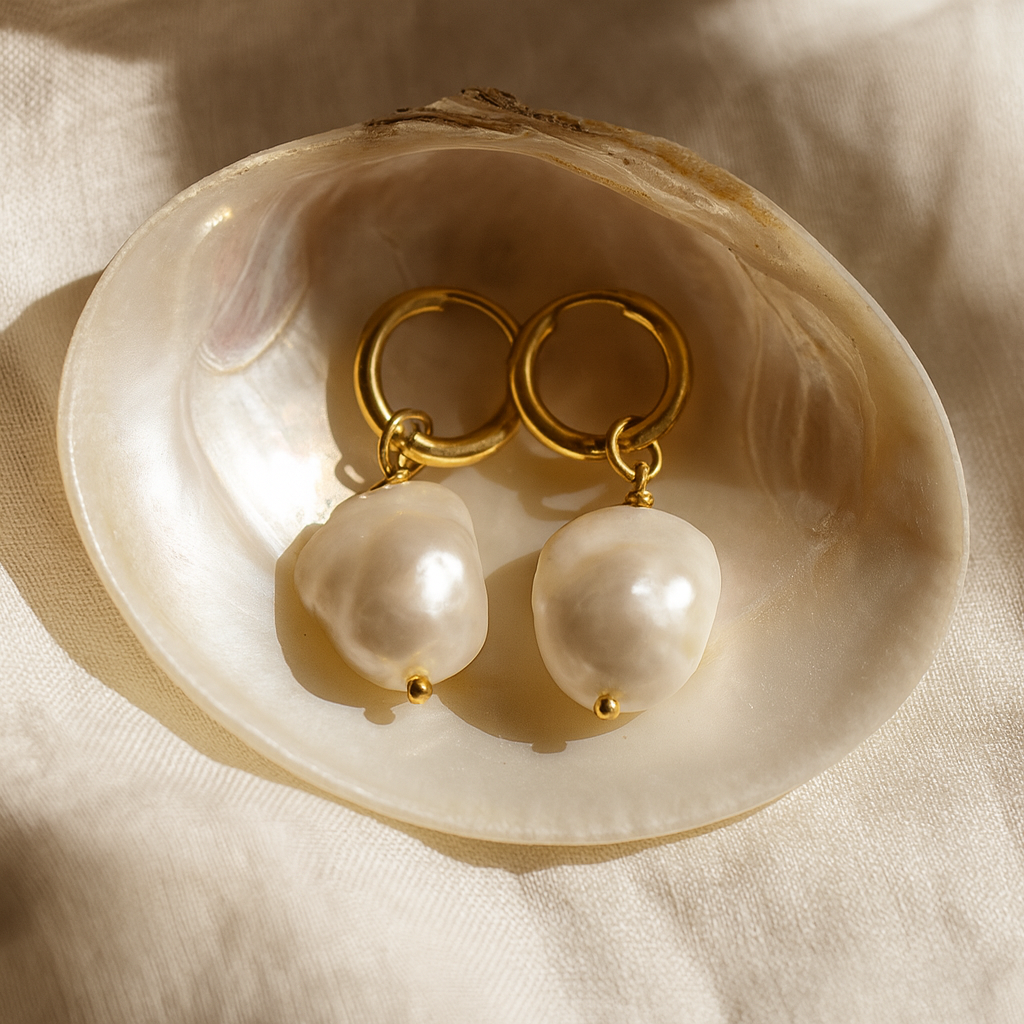 Perle Baroque Hoops-Huggie-Anushka Jain Jewellery