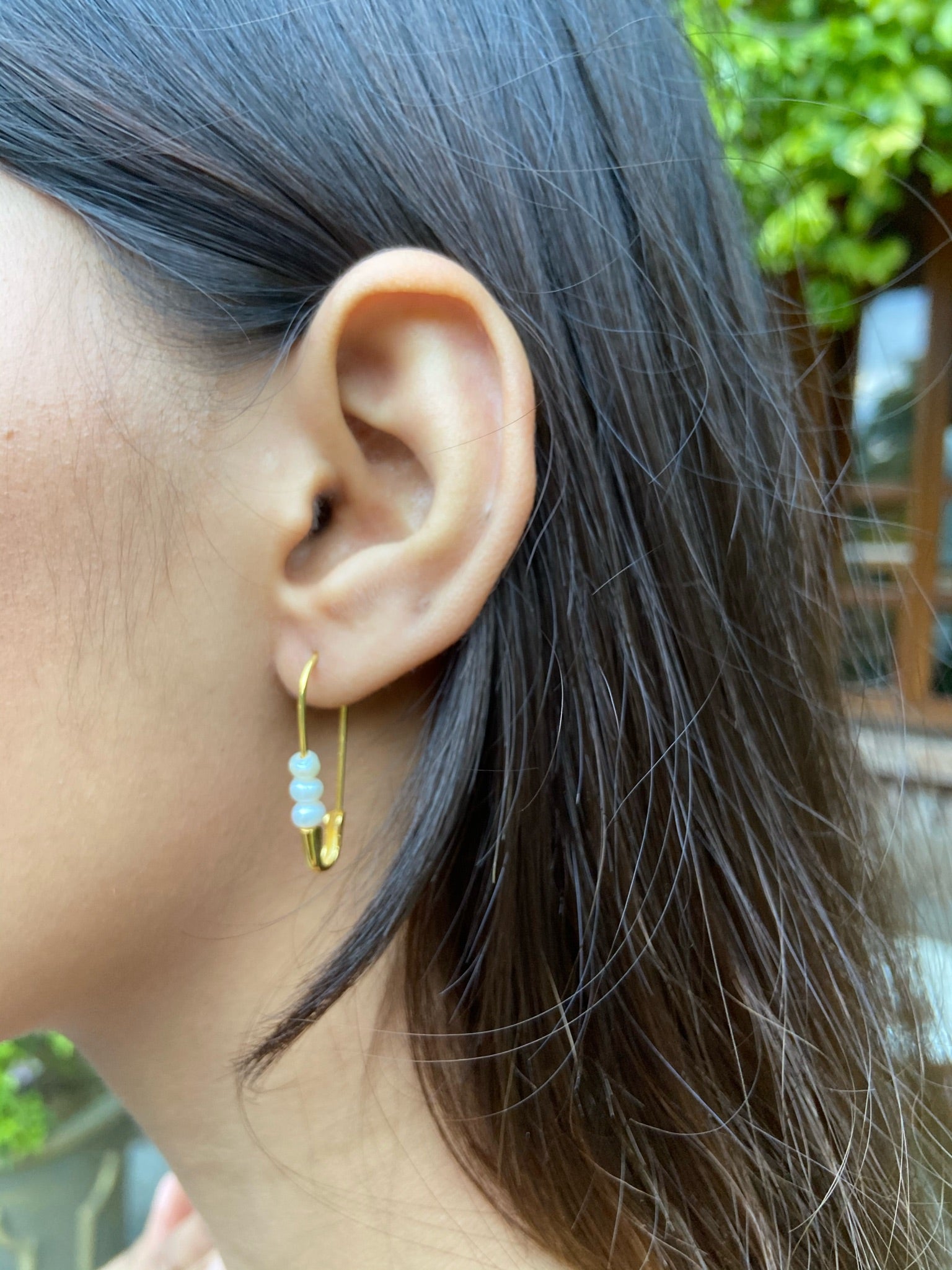 Perle Safety Pin Earrings-Earrings-Anushka Jain Jewellery