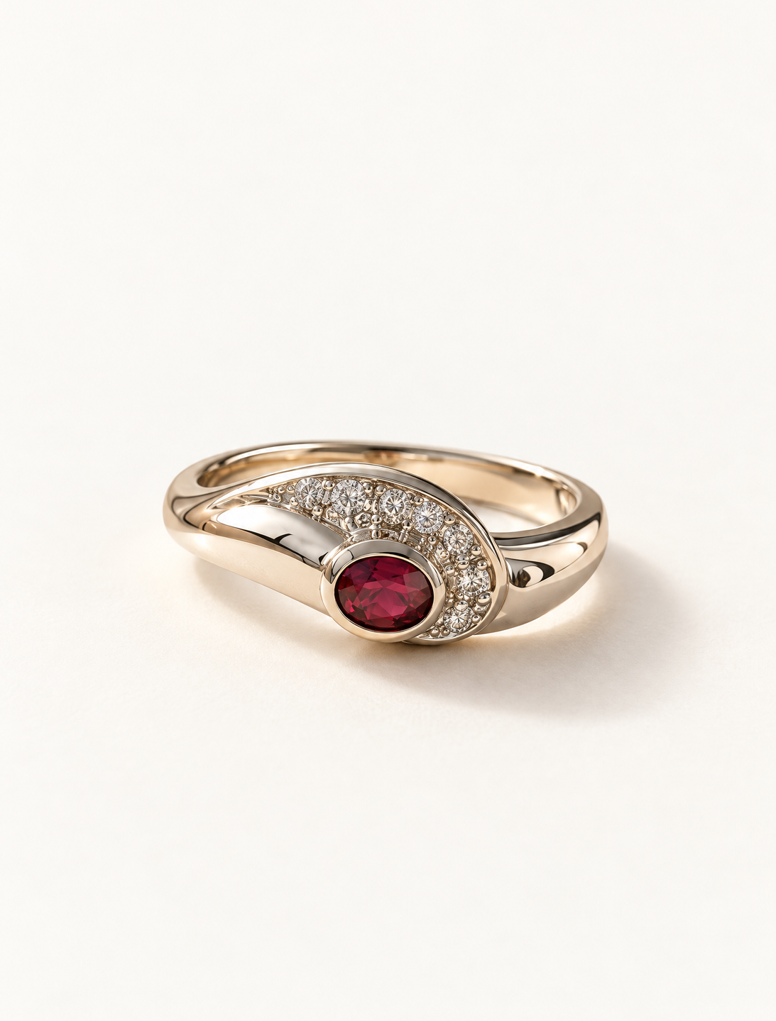 Petite Garnet Swirl Ring
