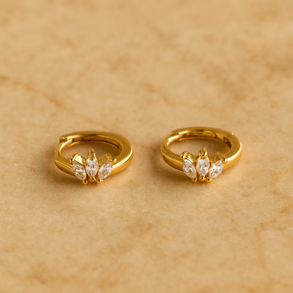 Petite Marquise Tri Huggie-Anushka Jain Jewellery