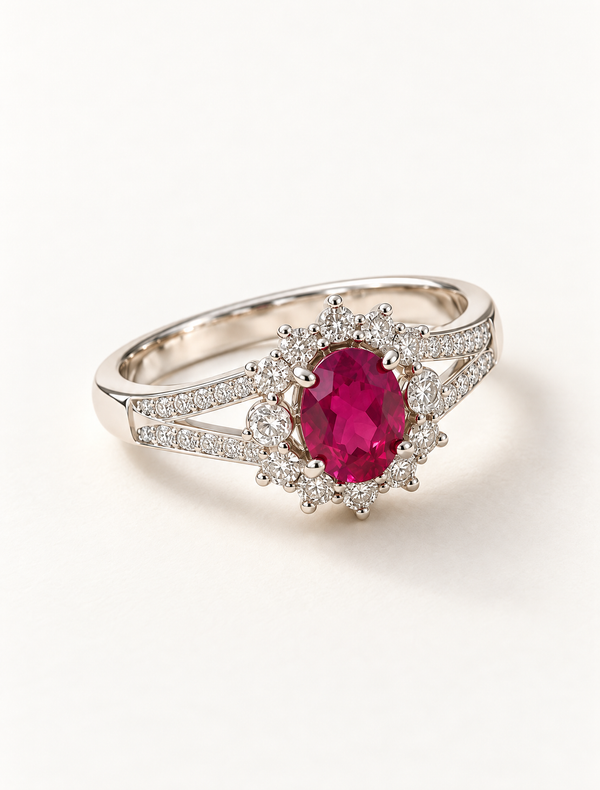 Pink CZ Halo Ring