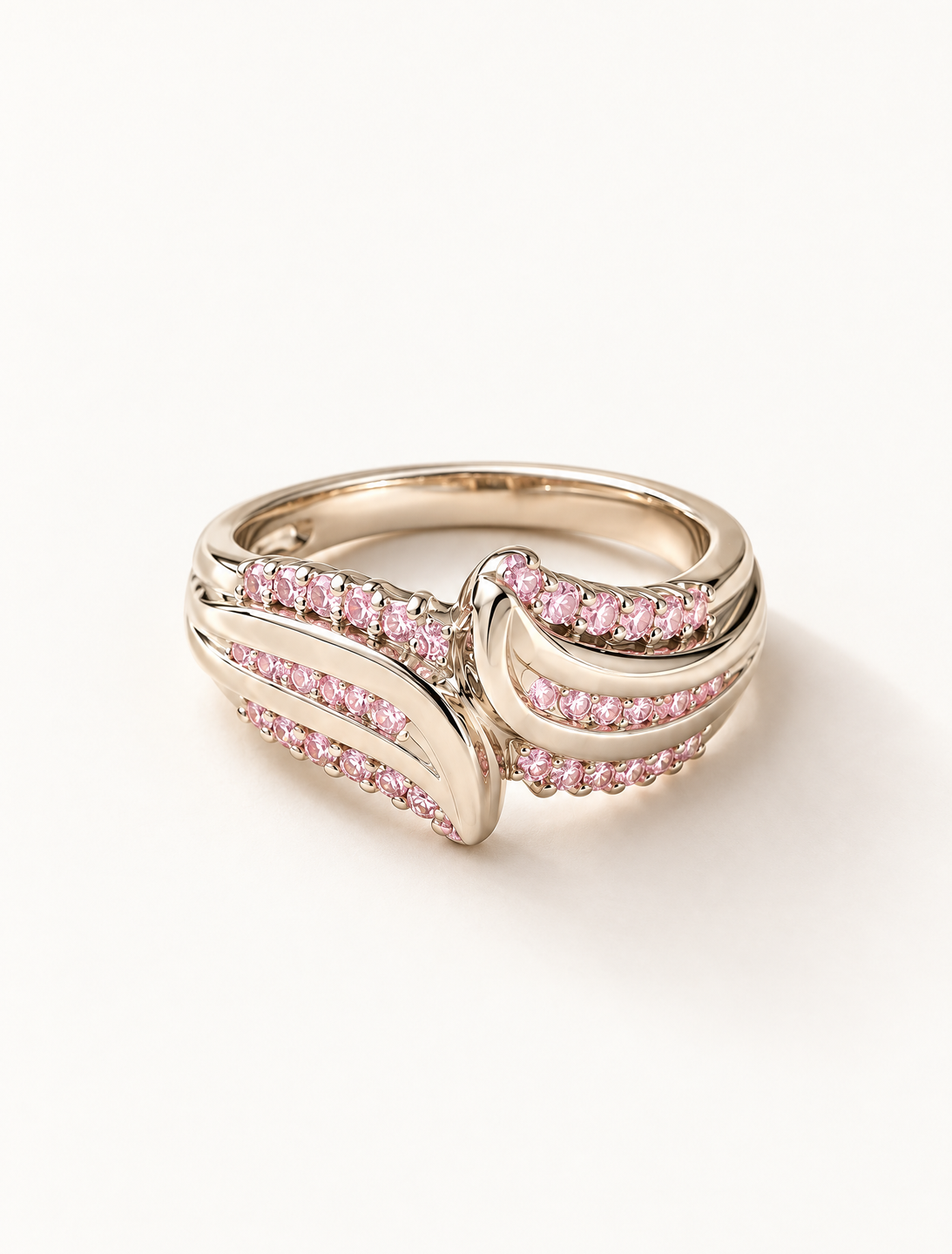 Pink CZ Wave Statement Ring