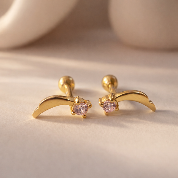 Pink Falling Studs-Anushka Jain Jewellery