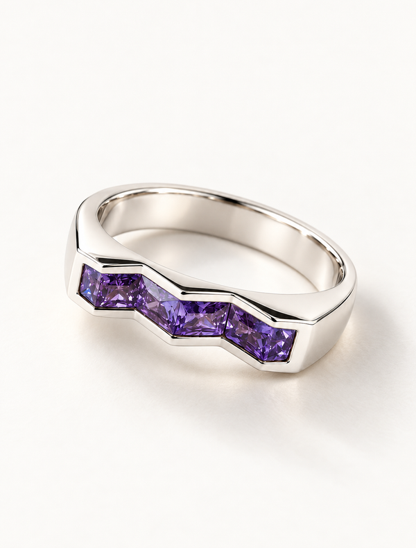 Princess Cut Amethyst Channel Set Ring