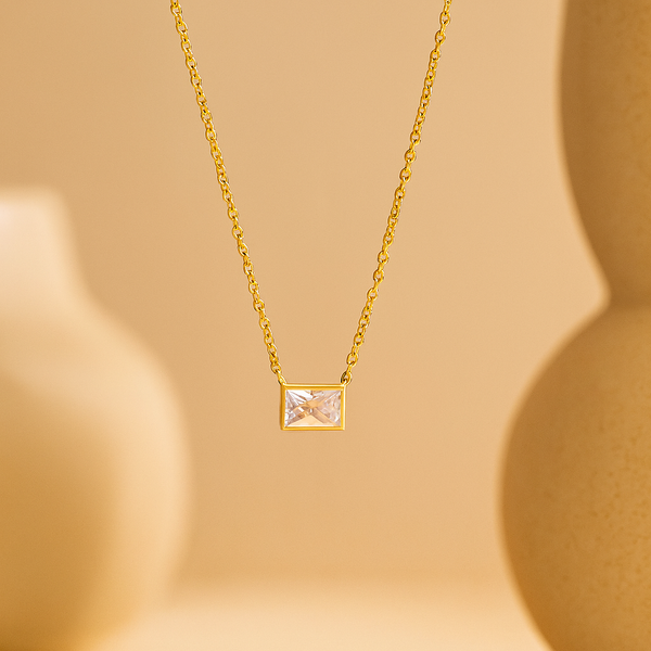 Rectangular Diamond Necklace-Pendants-Anushka Jain Jewellery
