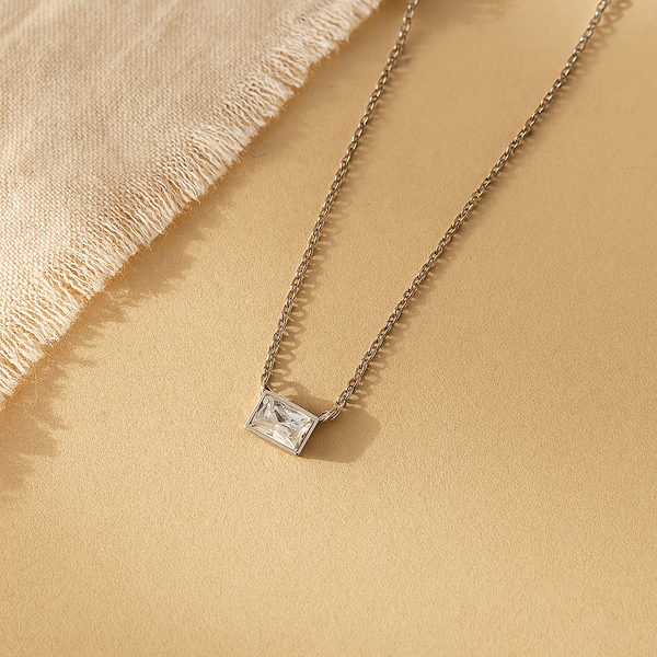 Rectangular Diamond Necklace-Pendants-Silver-Anushka Jain Jewellery