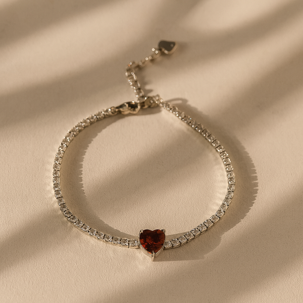 Red Heart Diamond Tennis Bracelet-Bracelets-Anushka Jain Jewellery