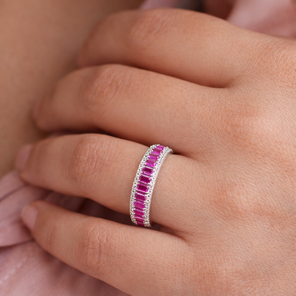 Rose Quartz Eternity Ring-Rings-Anushka Jain Jewellery