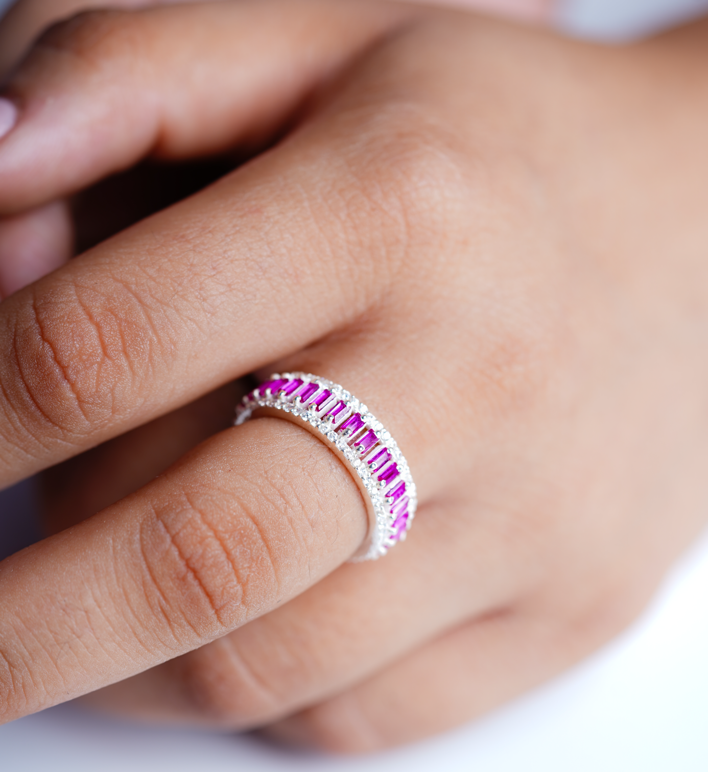 Rose Quartz Eternity Ring-Rings-Anushka Jain Jewellery
