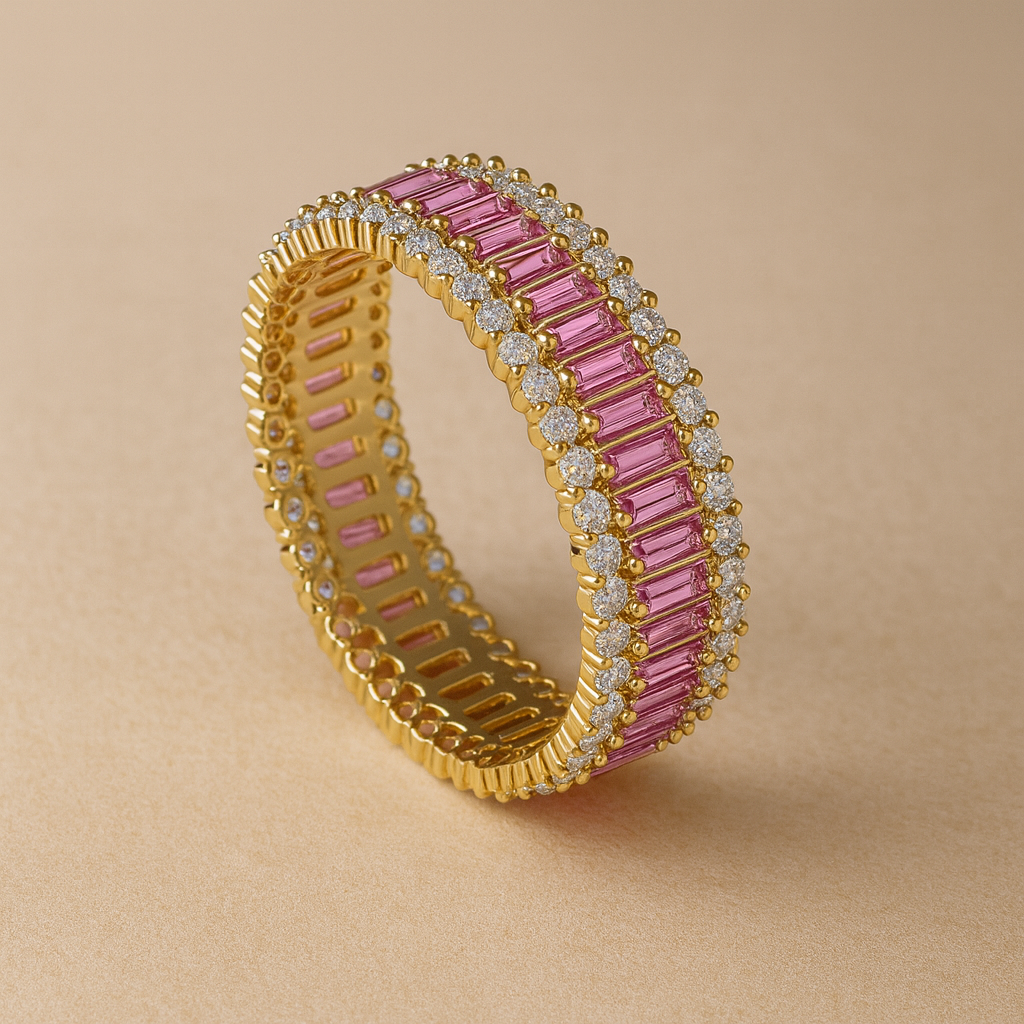 Rose Quartz Eternity Ring-Rings-Anushka Jain Jewellery