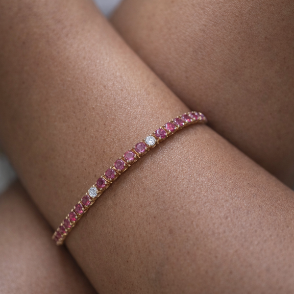 Ruby Diamond Tennis Bracelet-Bracelets-Anushka Jain Jewellery