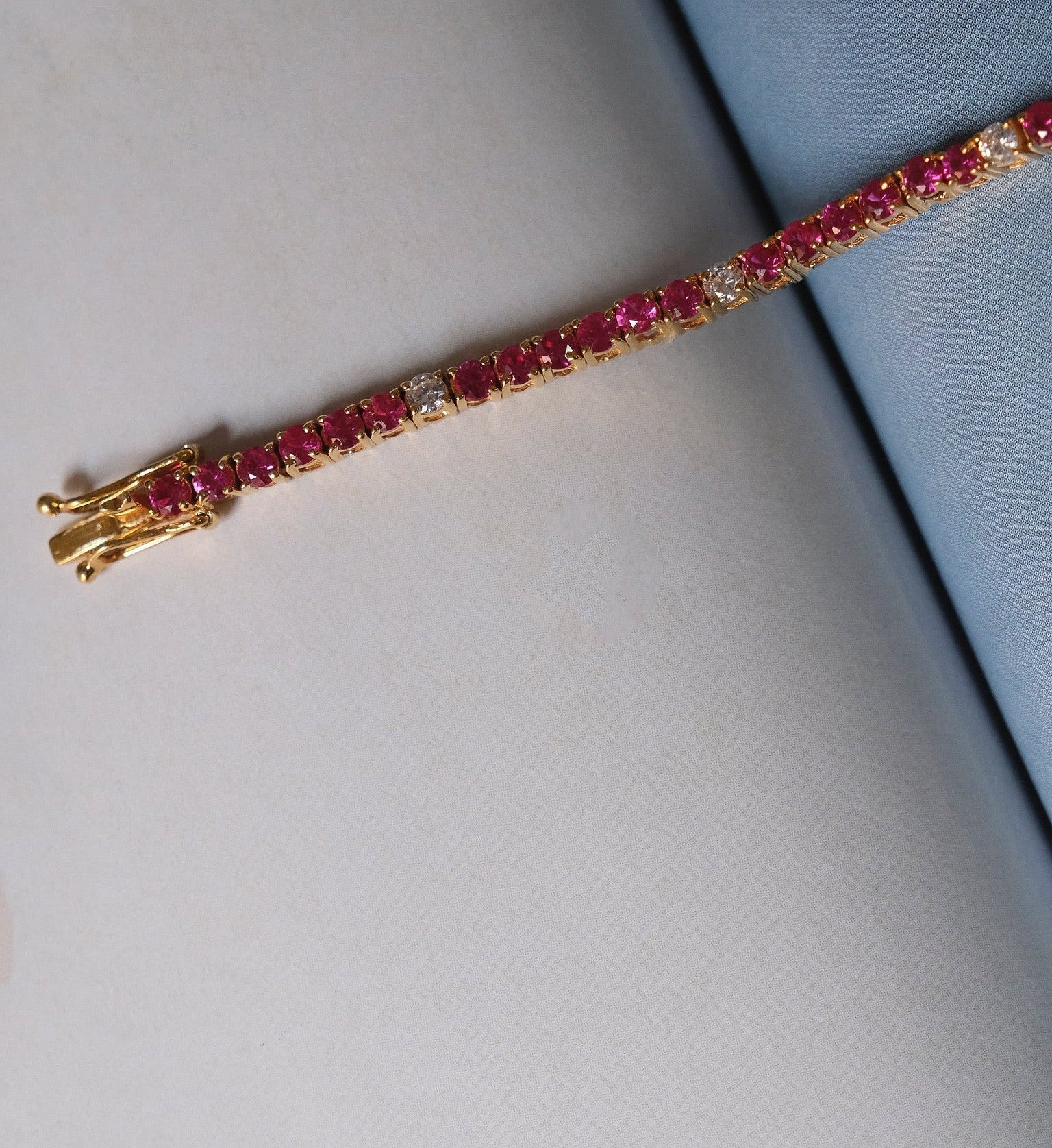 Ruby Diamond Tennis Bracelet-Bracelets-Anushka Jain Jewellery