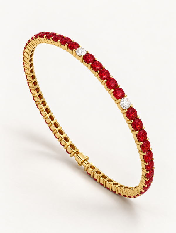 Ruby Diamond Tennis Bracelet