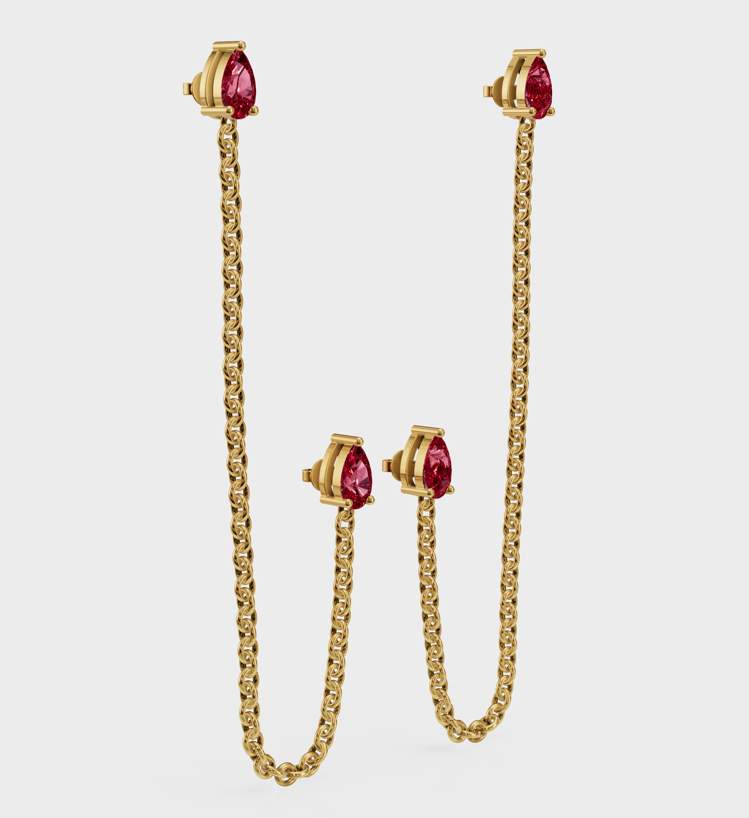 Ruby Drop Ear Chain-Chains and Threaders-Anushka Jain Jewellery