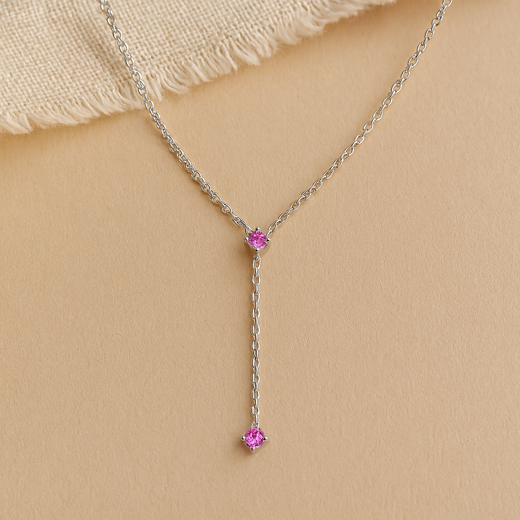 Ruby Drop Lariat Necklace-Pendants-Silver-Anushka Jain Jewellery