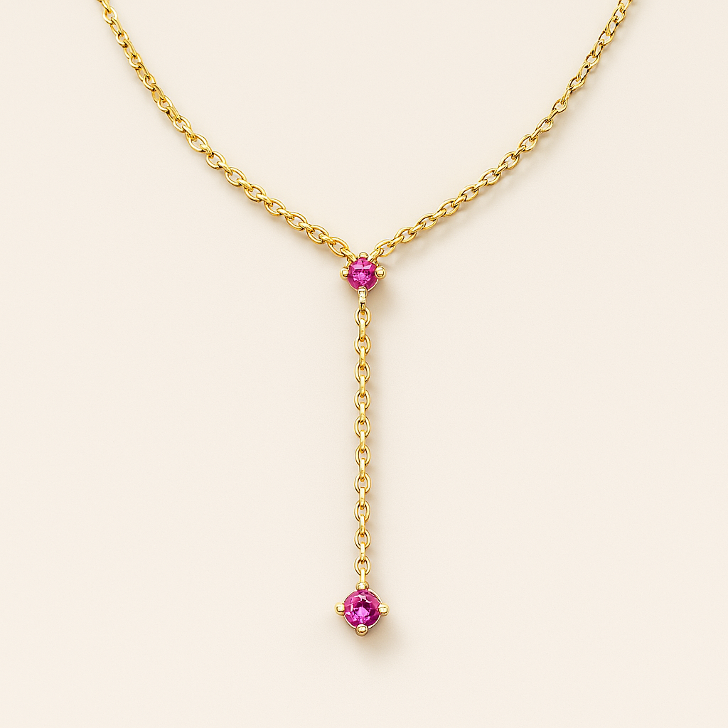Ruby Drop Lariat Necklace-Pendants-Anushka Jain Jewellery