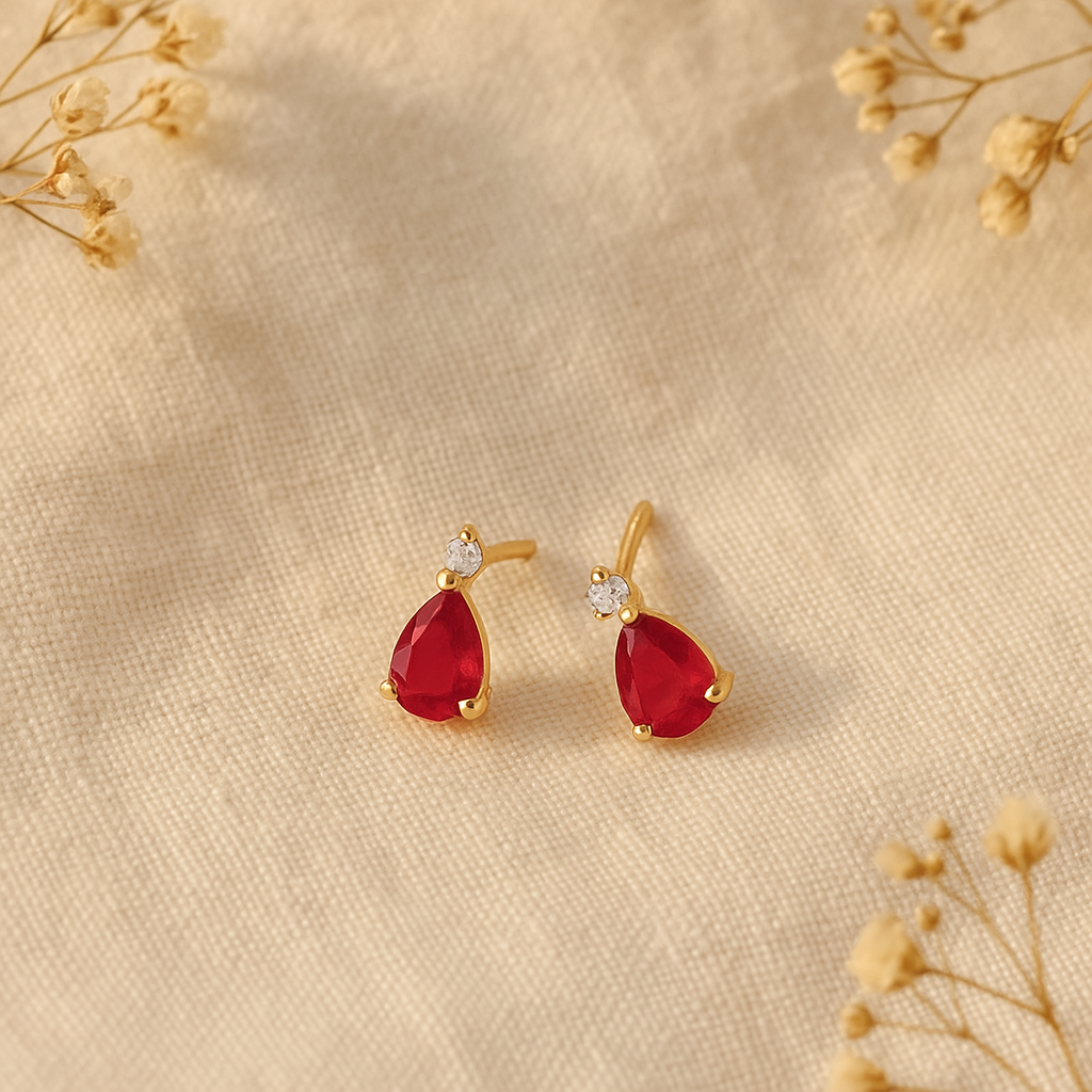 Ruby Drop Studs-Studs-Anushka Jain Jewellery