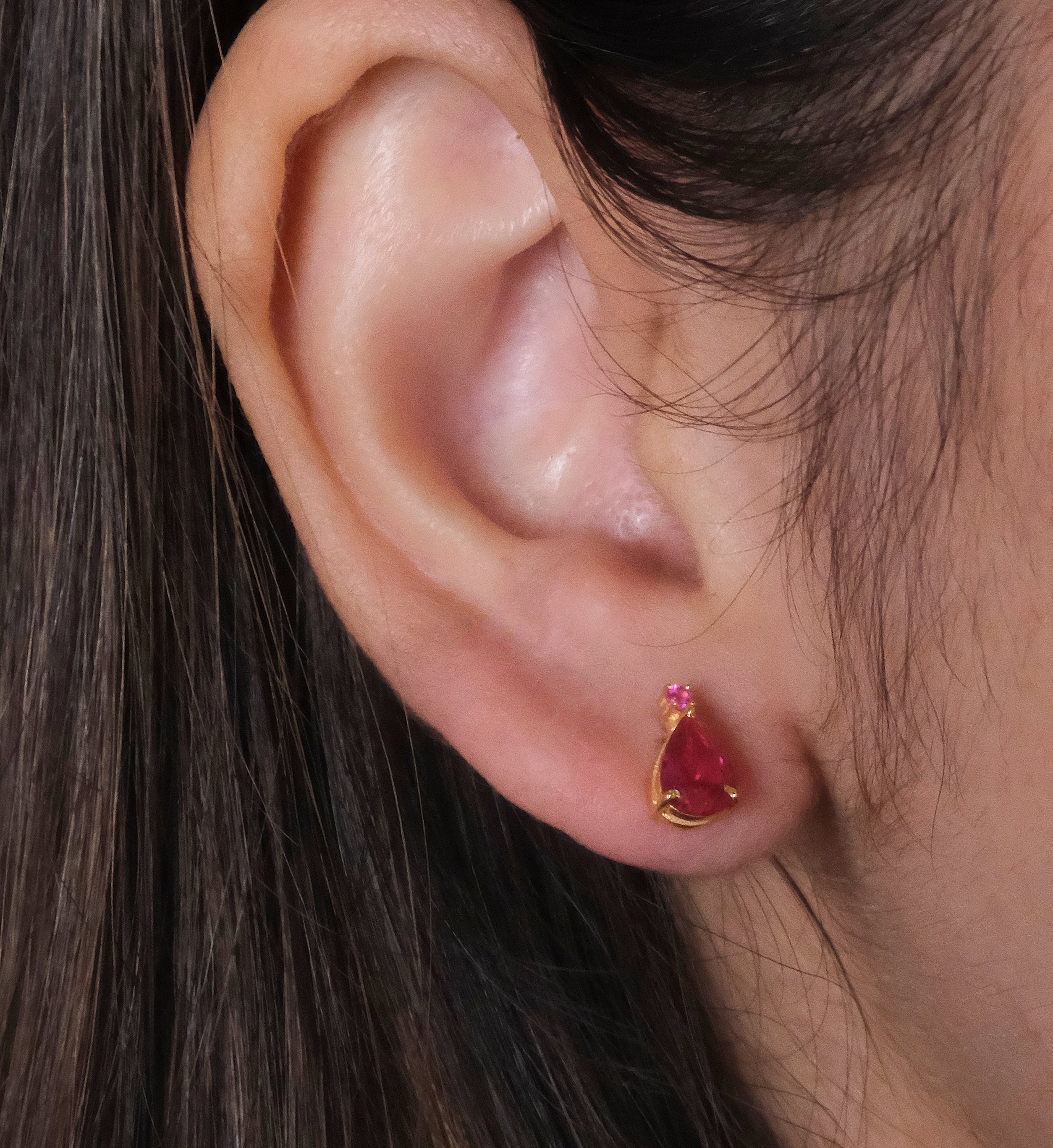 Ruby Drop Studs-Studs-Anushka Jain Jewellery