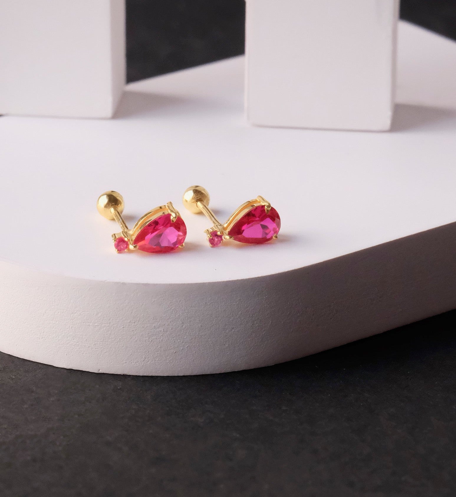 Ruby Drop Studs-Studs-Anushka Jain Jewellery
