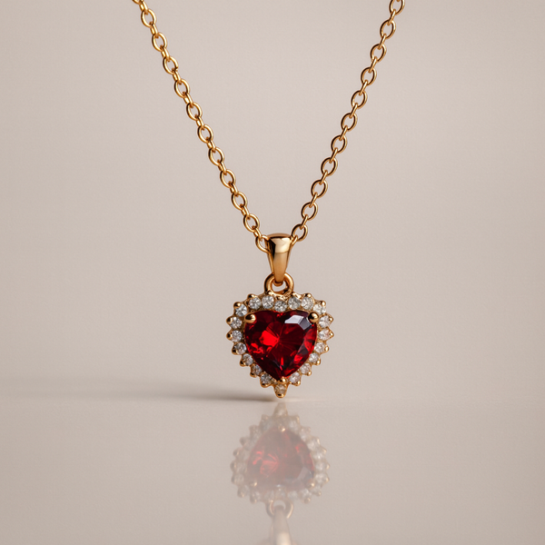Ruby Heart Necklace-Anushka Jain Jewellery