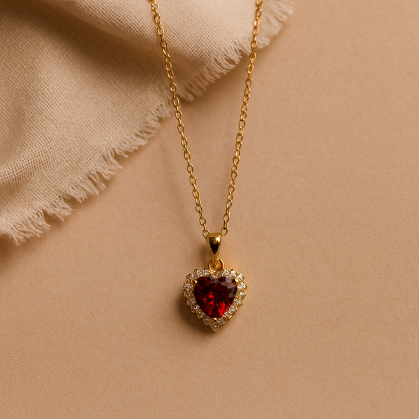 Ruby Heart Necklace-Anushka Jain Jewellery