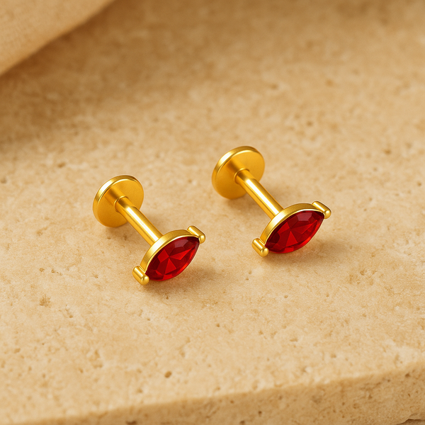 Ruby Marquise Studs-Studs-Gold Vermeil-Anushka Jain Jewellery