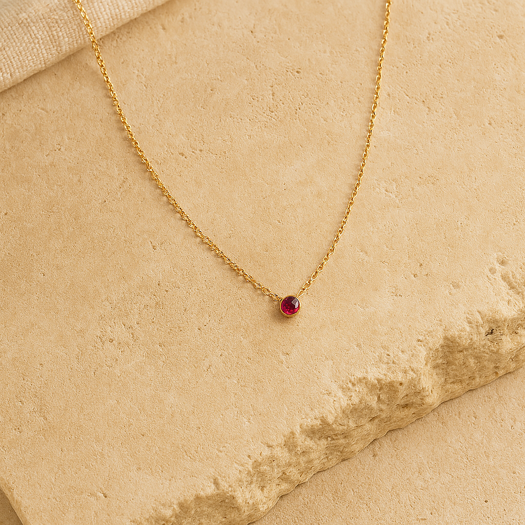 Ruby Solitaire Necklace-Pendants-Anushka Jain Jewellery