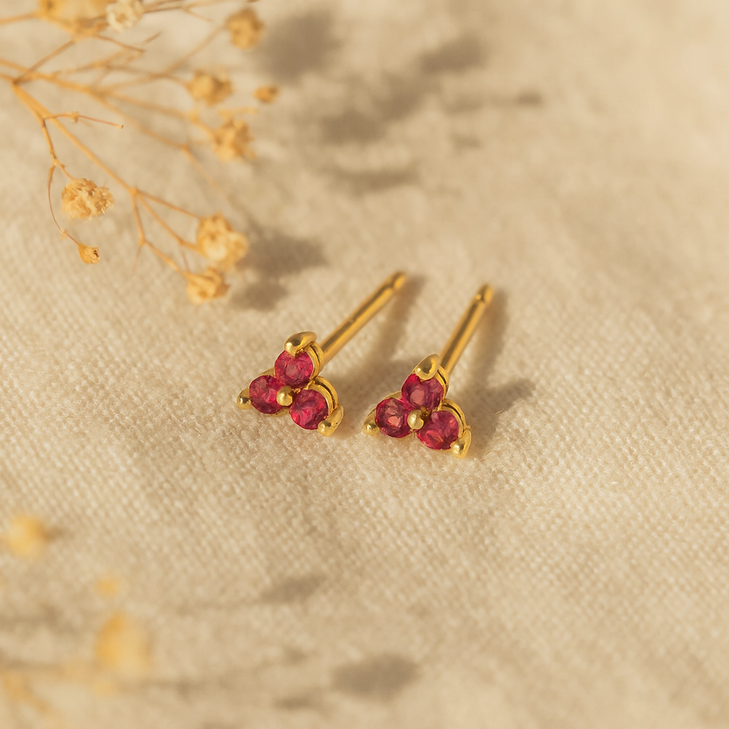 Ruby Trio Studs-Studs-Gold Vermeil-Anushka Jain Jewellery