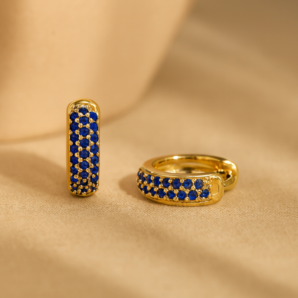 Sapphire Bold Huggies-Huggie-Anushka Jain Jewellery