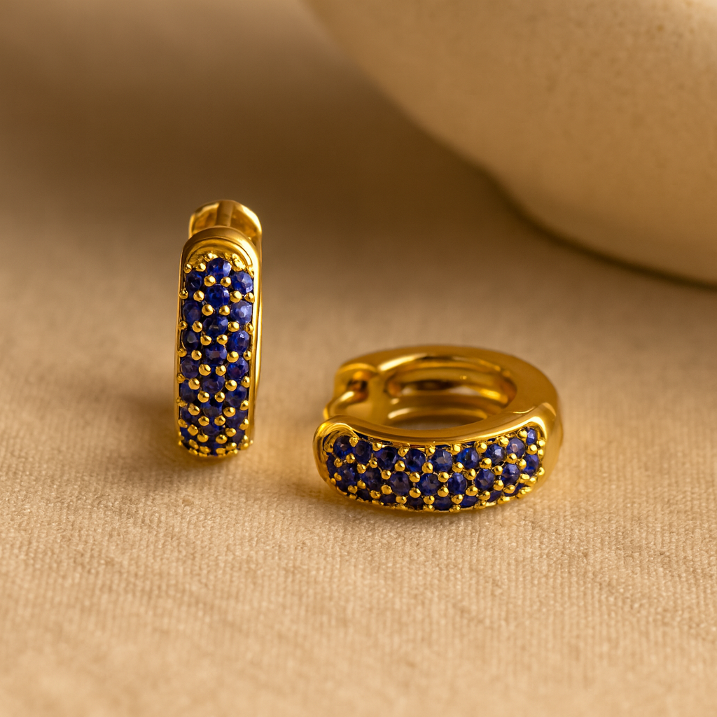 Sapphire Bold Huggies-Huggie-Anushka Jain Jewellery