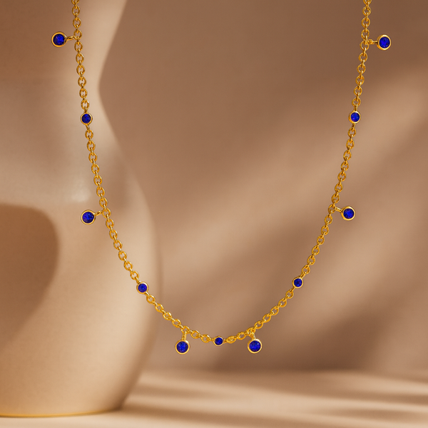 Sapphire Drop Necklace-Pendants-Gold Vermeil-Anushka Jain Jewellery