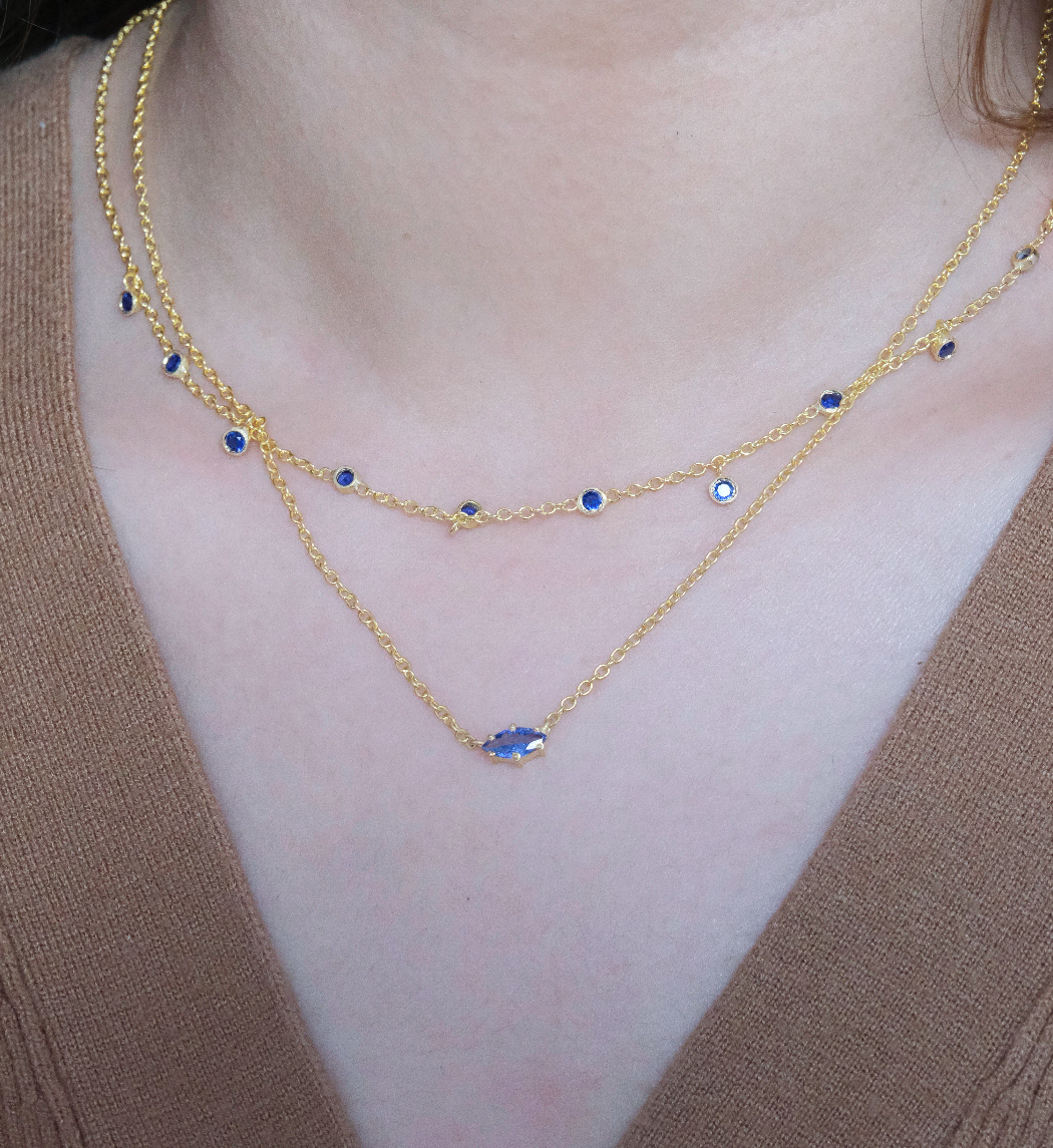 Sapphire Drop Necklace-Pendants-Anushka Jain Jewellery