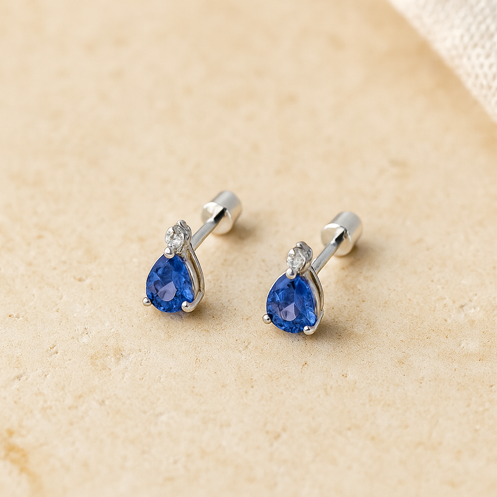 Sapphire Drop Studs-Studs-Silver-Anushka Jain Jewellery