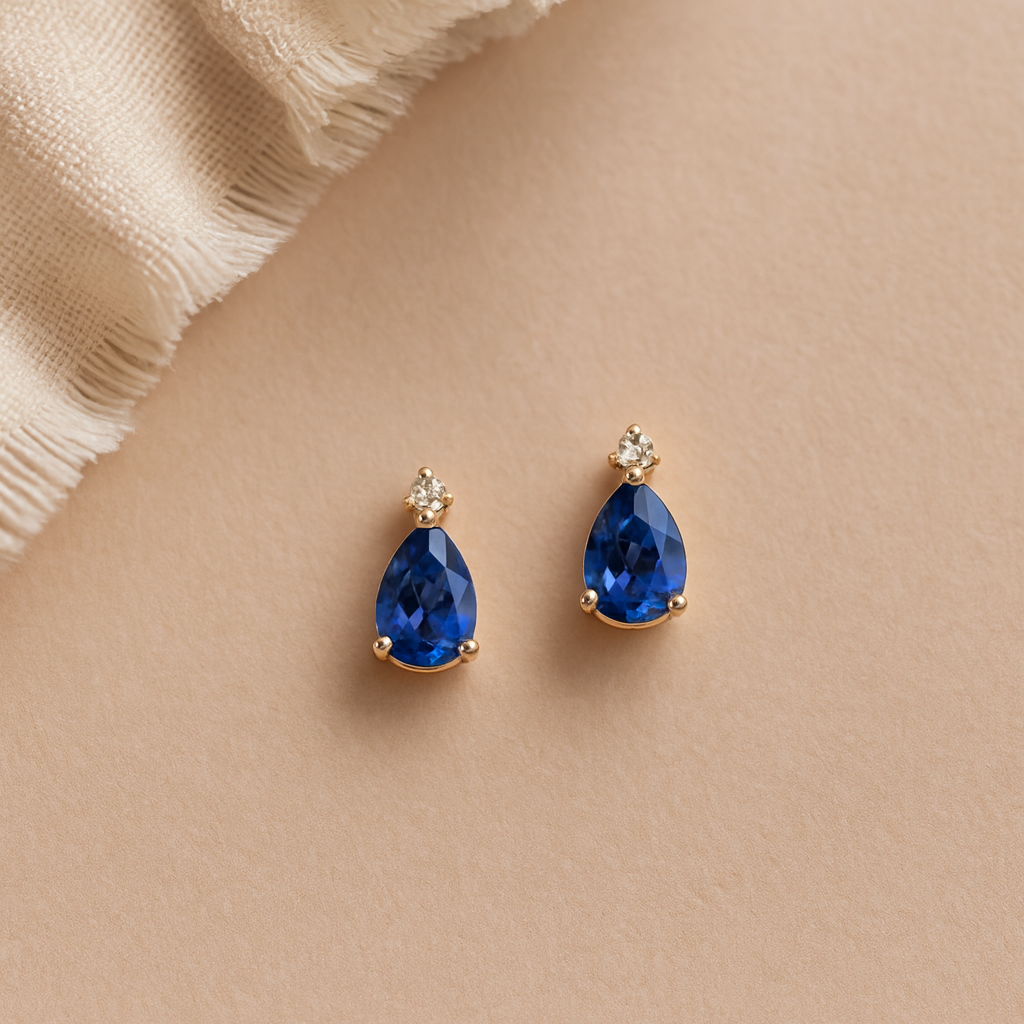 Sapphire Drop Studs-Studs-Anushka Jain Jewellery