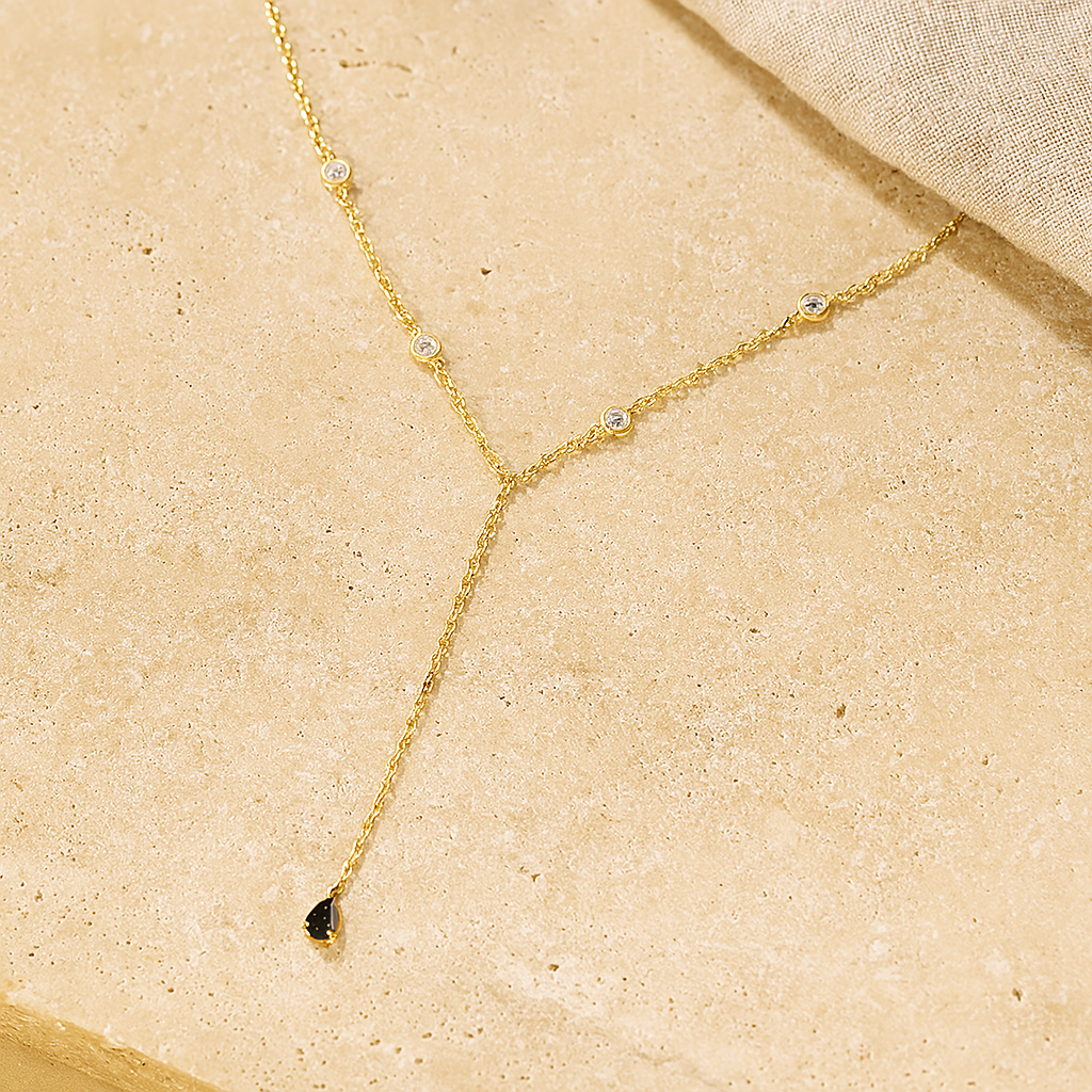 Sapphire Duet Lariat Necklace-Lariats-Anushka Jain Jewellery