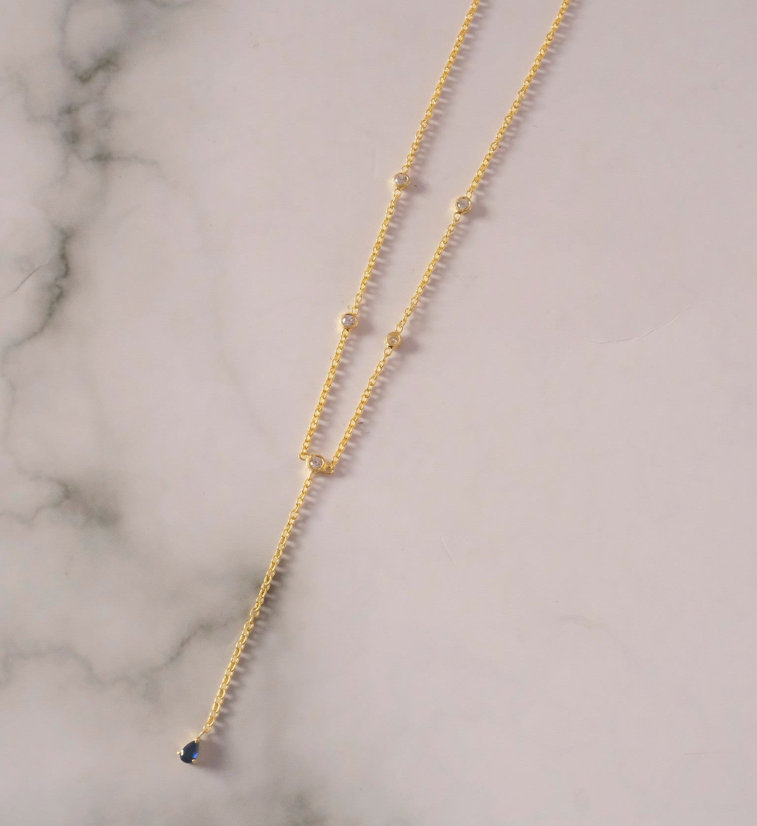 Sapphire Duet Lariat Necklace-Lariats-Anushka Jain Jewellery