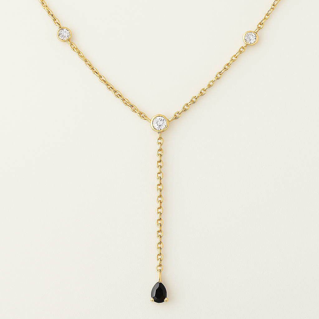 Sapphire Duet Lariat Necklace-Lariats-Anushka Jain Jewellery