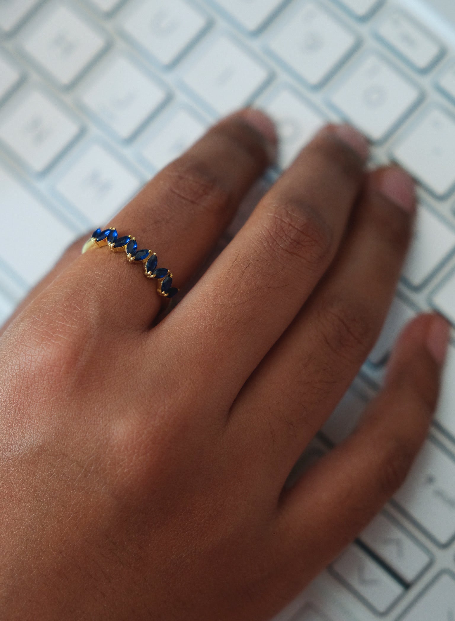 Sapphire Marquise Band-Rings-Anushka Jain Jewellery