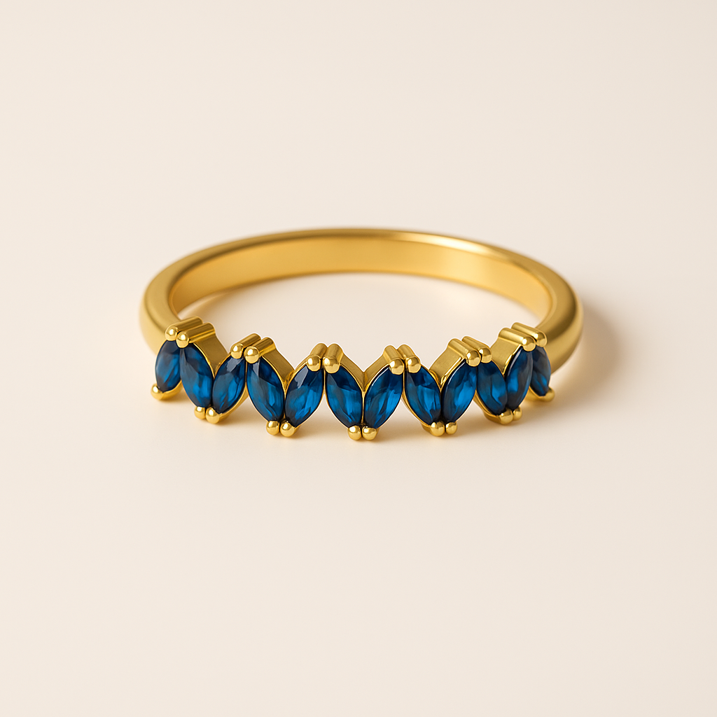 Sapphire Marquise Band-Rings-Anushka Jain Jewellery