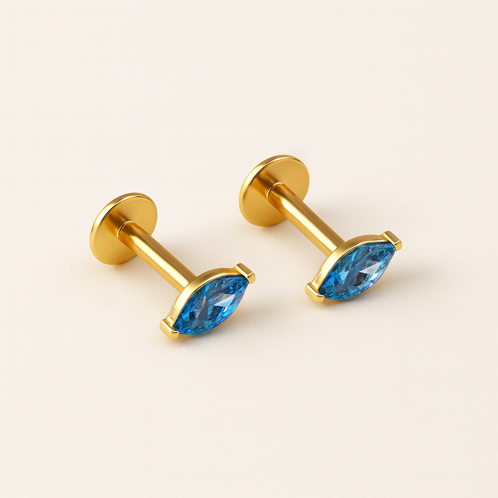 Sapphire Marquise Studs-Studs-Anushka Jain Jewellery