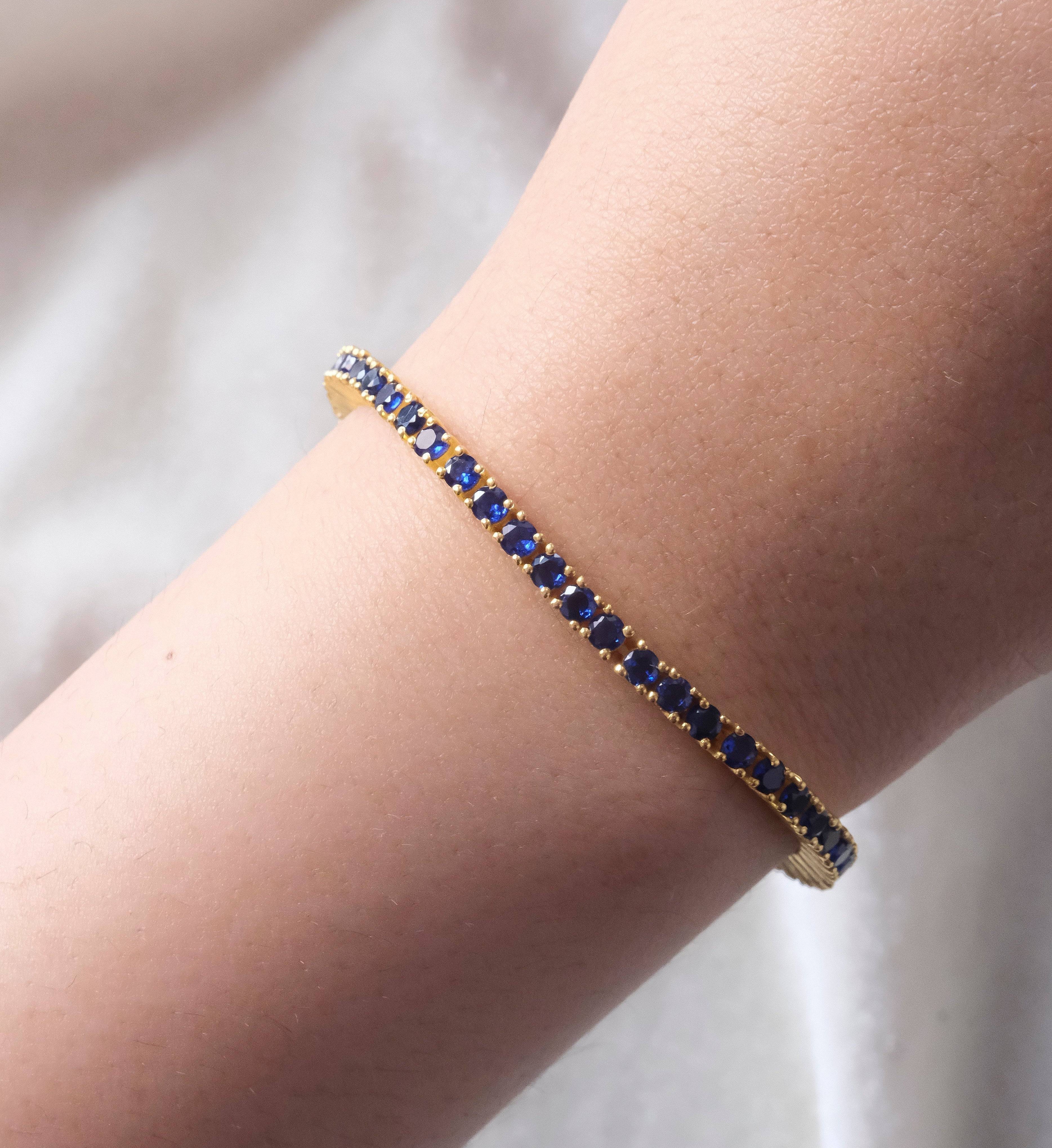 Sapphire Tennis Bracelet-Bracelets-Anushka Jain Jewellery