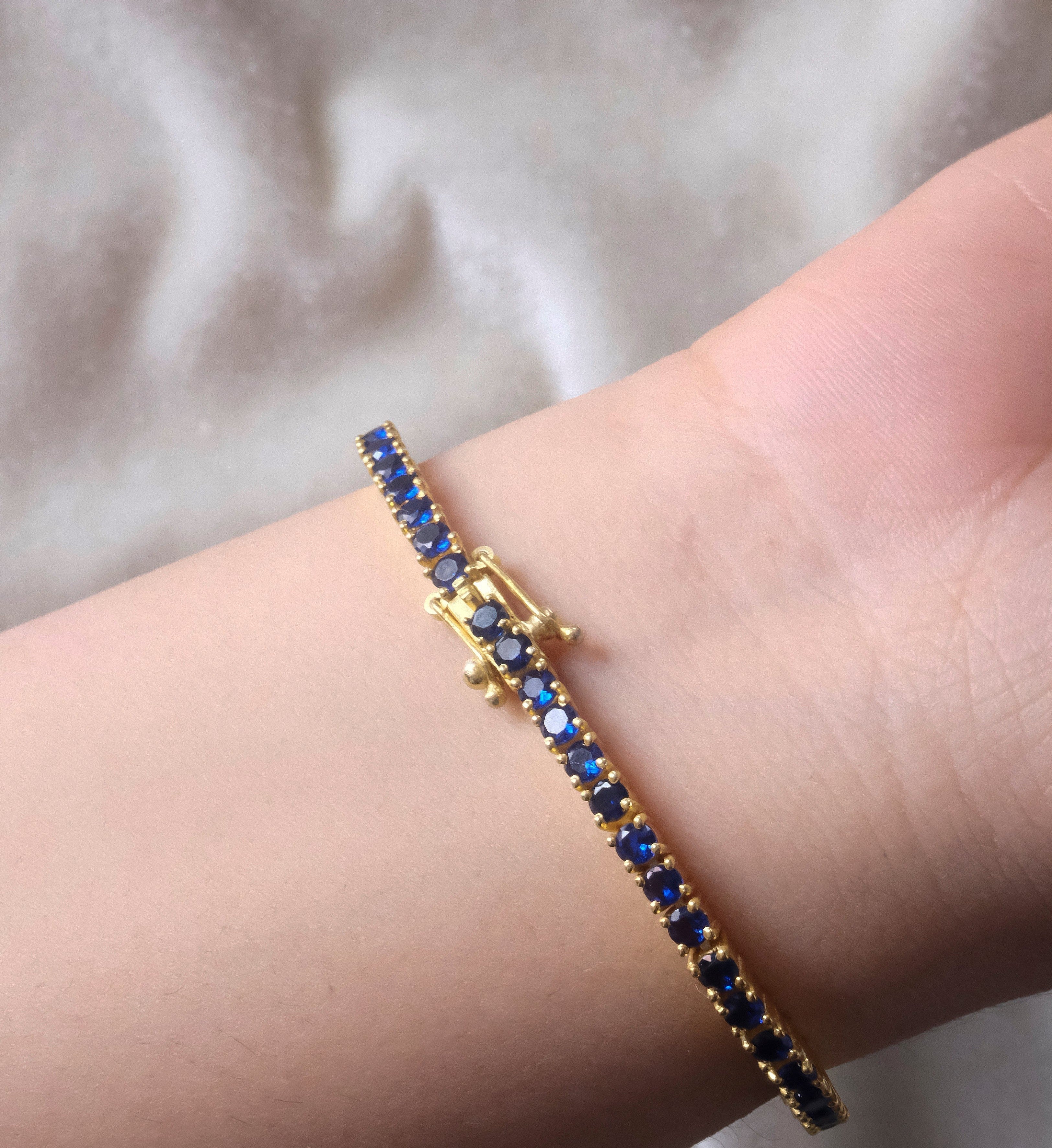 Sapphire Tennis Bracelet-Bracelets-Anushka Jain Jewellery