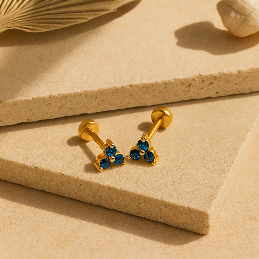 Sapphire Trio Studs-Studs-Anushka Jain Jewellery