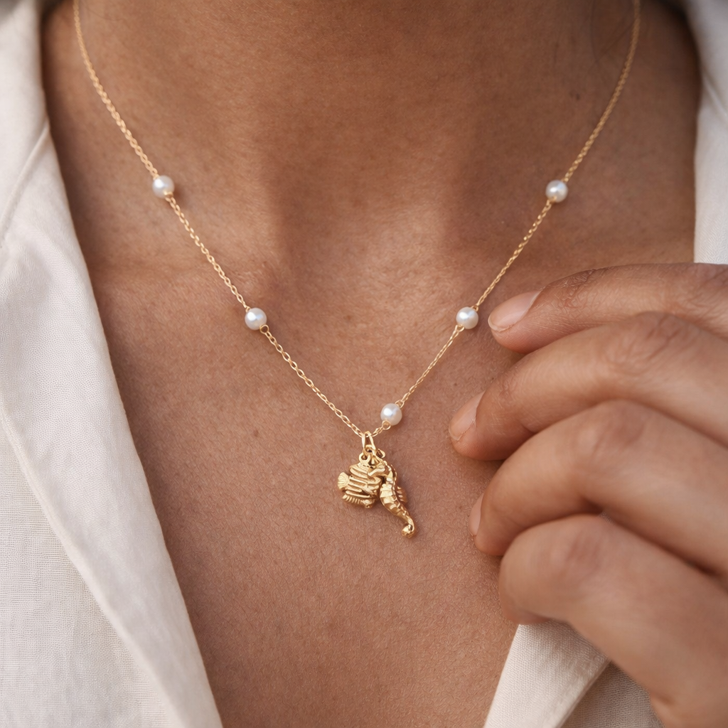 Seashorse Pearl Necklace-Anushka Jain Jewellery