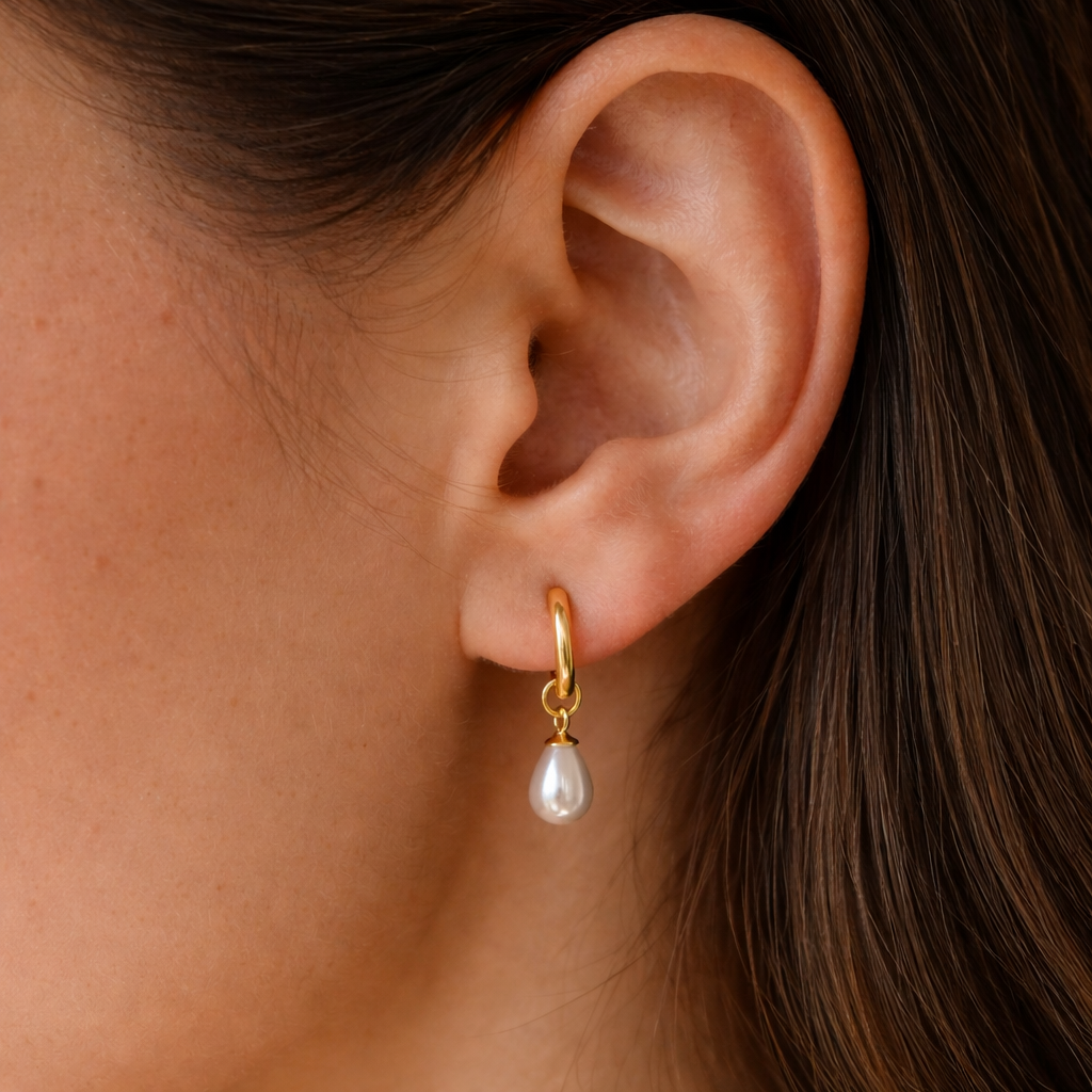 Seed Pearl Drop Huggie-Anushka Jain Jewellery