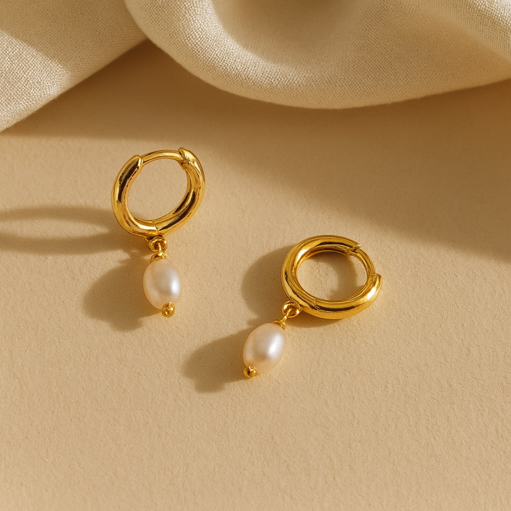 Seed Pearl Drop Huggie-Anushka Jain Jewellery