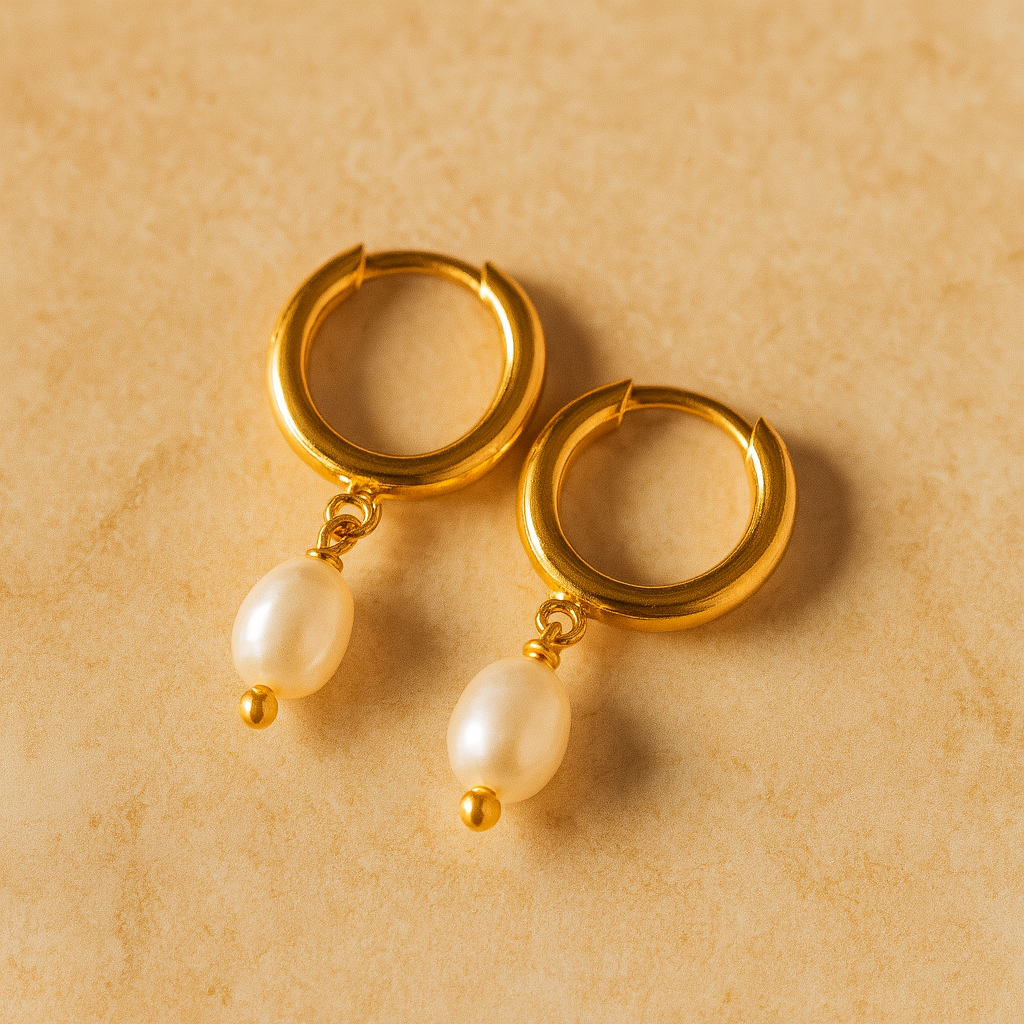 Seed Pearl Drop Huggie-Anushka Jain Jewellery