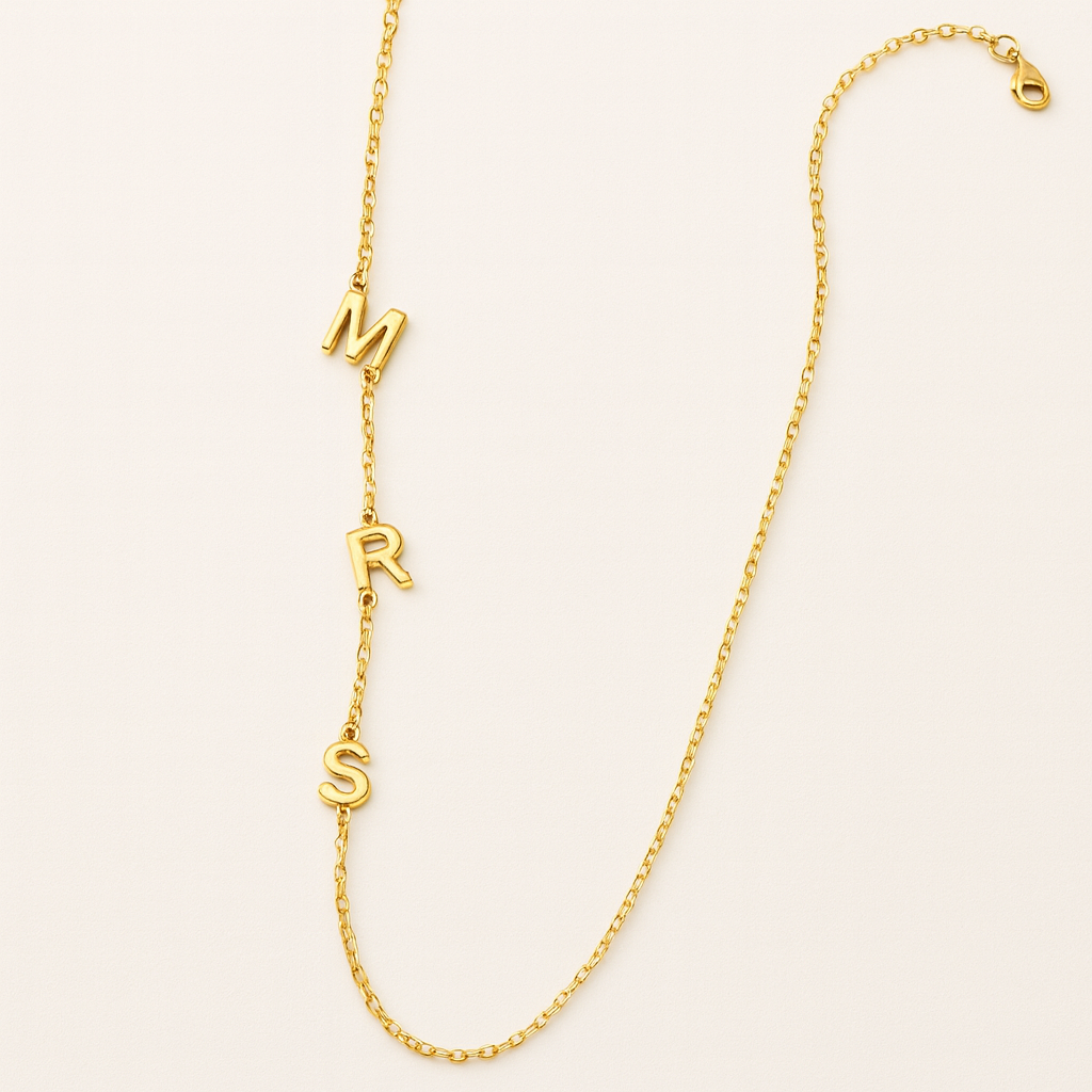 Sideway Initial Necklace-Anushka Jain Jewellery