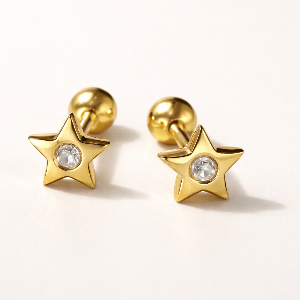 Single Diamond Star Studs-Anushka Jain Jewellery